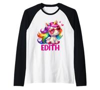 Edith Nom personnalisé Licorne Colorée Femmes Filles Manche Raglan