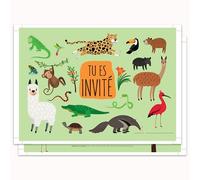 Edition Colibri 10 Cartes d‘invitation ANIMAUX de la JUNGLE en Français pour un anniversaire d‘enfant ou pour une fête au du zoo de (11135 FR)