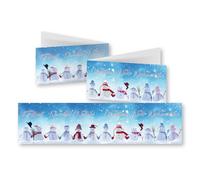 Edition Colibri 10 cartes de Noël amusantes en set avec enveloppes : format déplié 42 x 10,5 cm (XL panorama), cartes pliantes multilingues avec des motifs drôles de bonhommes de neige (11158)