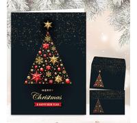 Edition Colibri 10 cartes de Noël : Ensemble de cartes de Noël festives avec enveloppe, élégantes cartes pliantes avec motif d'arbre de Noël, Christmas tree, Happy New Year (11133)