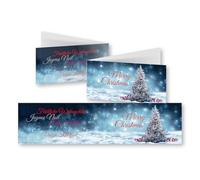 Edition Colibri 10 cartes de Noël nostalgiques en set avec enveloppes: format déplié 42 x 10,5 cm (XL panorama), Grandes cartes pliées avec sapin de Noël dans la neige, multilingue (11163)