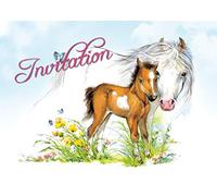 Edition Colibri 10 invitations en Français Cheval mignon avec maman: lot de 10 cartes d'invitation illustrées avec chevaux pour un anniversaire des enfants (11070 FR)