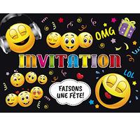 Edition Colibri 11016 FR Invitations Smiley en Français: lot de 10 cartes d‘invitation rigolotes smileys/Émoticônes pour un anniversaire ou pour une discothèque