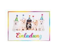 Edition Colibri 11077DE Lot de 10 cartes d'invitation pour fête - Chiens : invitations d'anniversaire avec jeunes chiens/chiots pour anniversaire d'enfant de filles et garçons