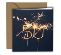 Edition Colibri Carte d'anniversaire 50 ans avec enveloppe, cierge magique, cartes de joyeux anniversaire, carte d'anniversaire pour hommes et femmes, format A6