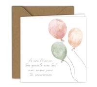 Edition Colibri Carte d'anniversaire - Design doux avec des ballons pastel sur fond blanc, pour Maman | Carte pliée (15x15 cm) - avec enveloppe kraft - Intérieur vierge