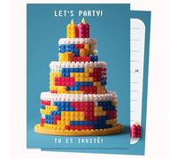 Edition Colibri Carte d'anniversaire - Gâteau en briques colorées | Lot de 10 cartes plates (A6) - Verso à écrire