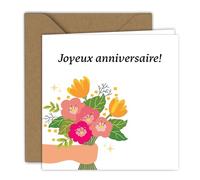Edition Colibri Carte d'anniversaire - Illustration florale colorée avec un bouquet vibrant de fleurs pour célébrer un anniversaire | Carte pliée (15x15 cm) - avec enveloppe kraft - Intérieur vierge