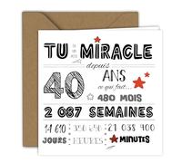 Edition Colibri Carte d'anniversaire - Petit miracle, 40 ans. | Carte pliée (15x15 cm) - avec enveloppe kraft - Intérieur vierge
