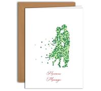 Edition Colibri Carte de Mariage Romantique - Silhouette de Couple avec Cœurs (2) | Grande carte pliée (A4) - Enveloppe kraft incluse - Intérieur vierge