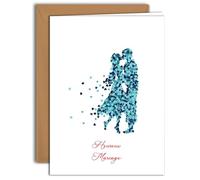 Edition Colibri Carte de Mariage Romantique - Silhouette de Couple avec Cœurs (3) | Grande carte pliée (A4) - Enveloppe kraft incluse - Intérieur vierge