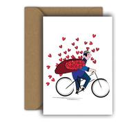 Edition Colibri Carte de Saint-Valentin pour elle et lui - Format A6 - Pliable - Avec enveloppe - Carte d'amour, anniversaire de mariage - Carte de Saint-Valentin - Carte de cœur (vélo pour deux)