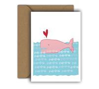 Edition Colibri Carte de Saint-Valentin pour elle et lui - Format A6 - Pliable - Avec enveloppe - Carte d'amour, anniversaire de mariage - Carte de Saint-Valentin - Motif baleine drôle - H000257