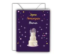 Edition Colibri Carte de vœux d'anniversaire avec enveloppe, carte Happy Birthday, carte d'anniversaire pour maman, femme, A6, Étoiles, violet