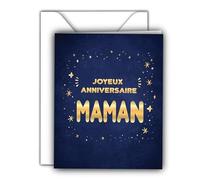 Edition Colibri Carte de vœux d'anniversaire avec enveloppe, carte Happy Birthday, carte d'anniversaire pour maman, femme, A6, bleu, or