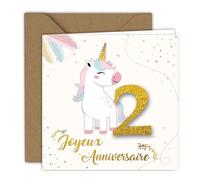Edition Colibri Carte de vœux - Motif licorne coloré | Carte pliée (15x15 cm) - avec enveloppe kraft - Intérieur vierge