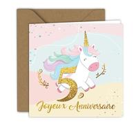 Edition Colibri Carte de vœux - Motif licorne coloré | Carte pliée (15x15 cm) - avec enveloppe kraft - Intérieur vierge (2)