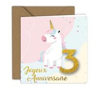 Edition Colibri Carte de vœux - Motif licorne pastel | Carte pliée (15x15 cm) - avec enveloppe kraft - Intérieur vierge (2)