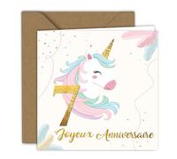 Edition Colibri Carte de vœux - Motif licorne pastel | Carte pliée (15x15 cm) - avec enveloppe kraft - Intérieur vierge (4)