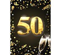 Edition Colibri Carte de vœux pour 50e anniversaire - Format A4 - Avec enveloppe - Pour homme et femme - Grande carte d'anniversaire - Idéale pour cadeau en argent ou bon d'achat - Doré