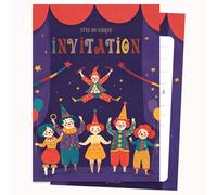 Edition Colibri Carte d'invitation d'anniversaire - Motif de cirque coloré | Lot de 10 cartes plates (A6) - Verso à écrire