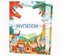 Edition Colibri Carte d'invitation d'anniversaire - Motif de dragon coloré | Lot de 10 cartes plates (A6) - Verso à écrire (2)