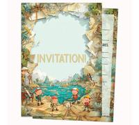 Edition Colibri Carte d'invitation d'anniversaire - Motif d'invitation aventurier | Lot de 10 cartes plates (A6) - Verso à écrire