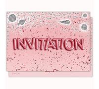 Edition Colibri Carte d'invitation d'anniversaire - Motif étoilé rose | Lot de 10 cartes plates (A6) - Verso à écrire (2)