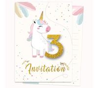 Edition Colibri Carte d'invitation d'anniversaire - Motif licorne avec paillettes | Lot de 10 cartes plates (A6) - Verso à écrire