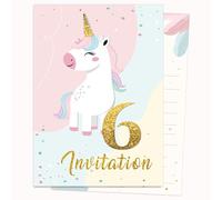 Edition Colibri Carte d'invitation d'anniversaire - Motif licorne coloré | Lot de 10 cartes plates (A6) - Verso à écrire (3)