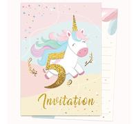 Edition Colibri Carte d'invitation d'anniversaire - Motif licorne coloré | Lot de 10 cartes plates (A6) - Verso à écrire (2)