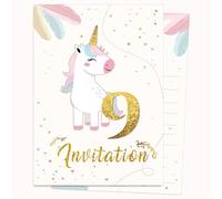Edition Colibri Carte d'invitation d'anniversaire - Motif licorne dorée | Lot de 10 cartes plates (A6) - Verso à écrire (3)