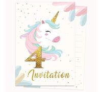 Edition Colibri Carte d'invitation d'anniversaire - Motif licorne dorée | Lot de 10 cartes plates (A6) - Verso à écrire