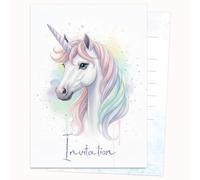 Edition Colibri Carte d'invitation d'anniversaire - Motif licorne pastel | Lot de 10 cartes plates (A6) - Verso à écrire (2)