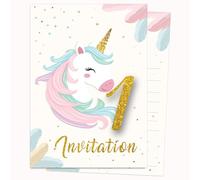 Edition Colibri Carte d'invitation d'anniversaire - Motif licorne pastel | Lot de 10 cartes plates (A6) - Verso à écrire (3)