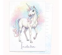 Edition Colibri Carte d'invitation d'anniversaire - Motif licorne pastel | Lot de 10 cartes plates (A6) - Verso à écrire