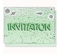 Edition Colibri Carte d'invitation d'anniversaire - Motif spatial vert clair | Lot de 10 cartes plates (A6) - Verso à écrire