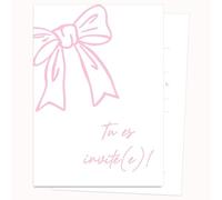 Edition Colibri Carte d'invitation d'anniversaire - Nœud rose graphique | Lot de 10 cartes plates (A6) - Verso à écrire