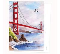 Edition Colibri Carte postale - Aquarelle Golden Gate - Lot de 10 cartes plates (A6) - Verso pour écrire