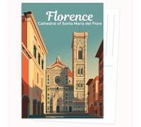 Edition Colibri Carte postale - Architecture Florence colorée | Lot de 10 cartes plates (A6) - Verso pour écrire
