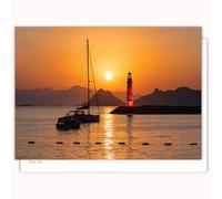 Edition Colibri Carte postale - Coucher de soleil avec phare - Lot de 10 cartes plates (A6) - Verso pour écrire