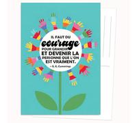 Edition Colibri Carte postale - Fleur avec mains colorées | Lot de 10 cartes plates (A6) - Verso à écrire