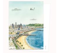 Edition Colibri Carte postale - Illustration de la côte de Los Angeles - Lot de 10 cartes plates (A6) - Verso pour écrire