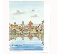 Edition Colibri Carte postale - Illustration Florence avec réflexion d'eau - Lot de 10 cartes plates (A6) - Verso pour écrire