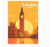 Edition Colibri Carte postale - Illustration graphique de Londres - Lot de 10 cartes plates (A6) - Verso pour écrire