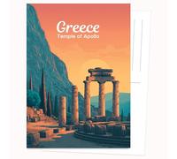 Edition Colibri Carte postale - Illustration graphique du temple - Lot de 10 cartes plates (A6) - Dos pour écrire