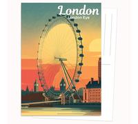 Edition Colibri Carte postale - Illustration graphique London Eye - Lot de 10 cartes plates (A6) - Dos pour écrire