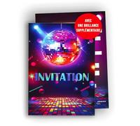 Edition Colibri Cartes d’invitation anniversaire enfant - Thème disco - Lot de 10 cartes A6 - Fête des années 80 et 90 - Invitations amusantes pour enfants