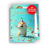 Edition Colibri Cartes d’invitation anniversaire enfant - Thème hamster - Lot de 10 cartes A6 - Invitation pour fête d’animaux - Fille ou garçon