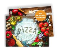 Edition Colibri Cartes d’invitation anniversaire enfant - Thème pizza - Lot de 10 cartes A6 - Invitation pour fête d’anniversaire et soirée pizza - Fille ou garçon
